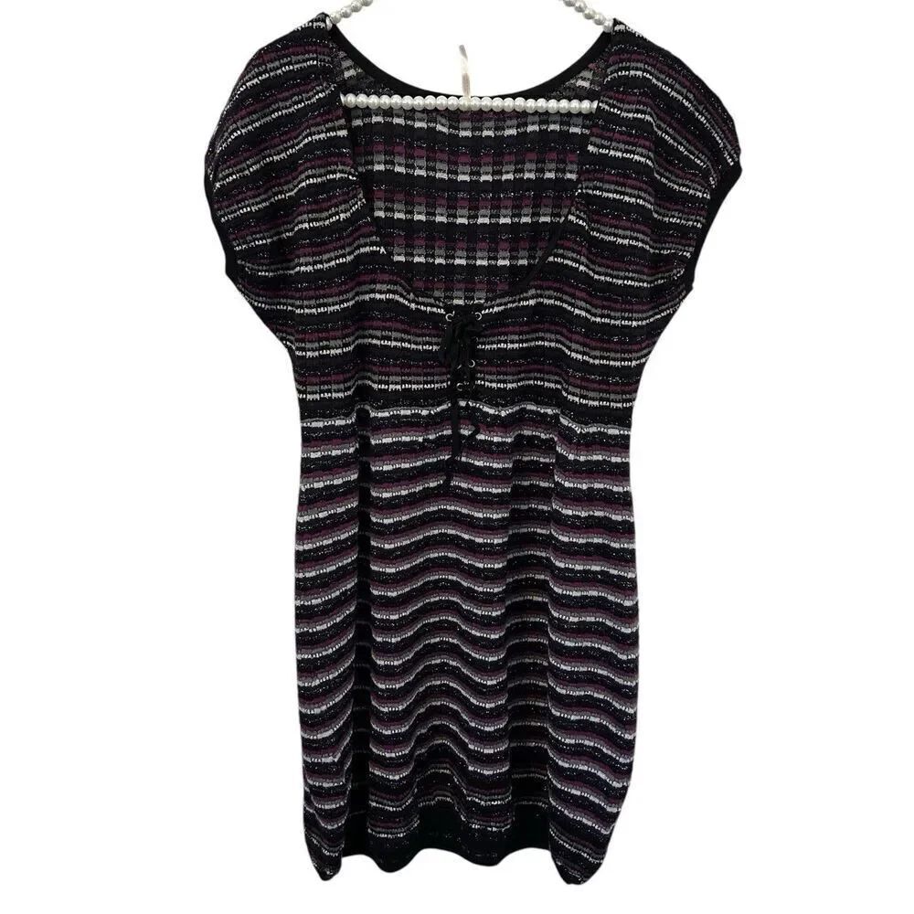 Free People cap sleeve Scoop neck Large Wool Blend Sweater Dress Festival Boho